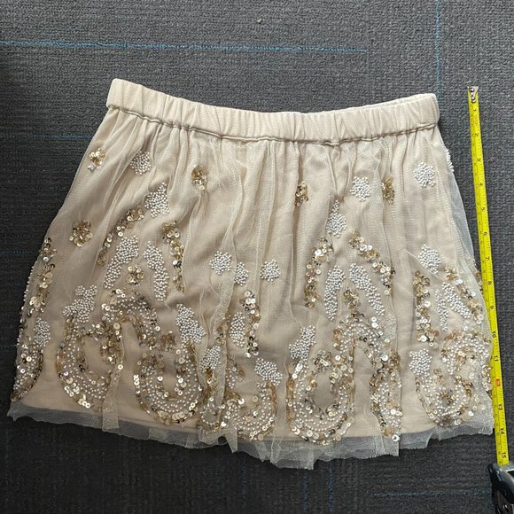 Champaign Chiffon Sequin Skirt - Picture 1 of 4